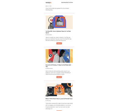 Screenshot of HubSpot's marketing emails that include 3 images and text between the images.