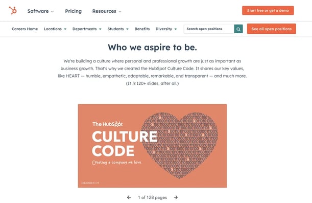 employer branding examples: hubspot