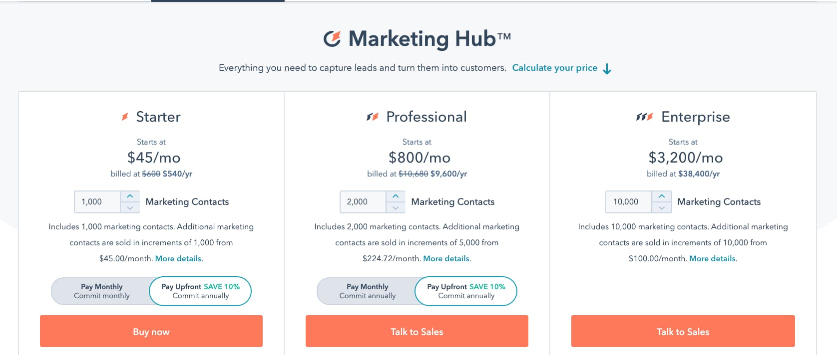b2b pricing strategies: tiered pricing from hubspot