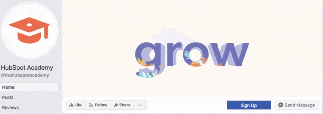 HubSpot Academy Facebook cover video with the word "Grow"
