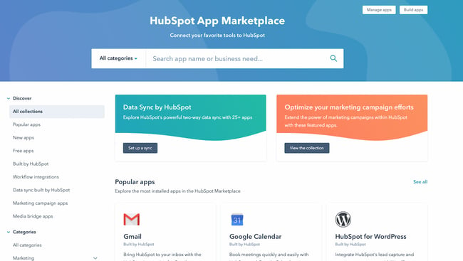 Mercado de aplicaciones de HubSpot