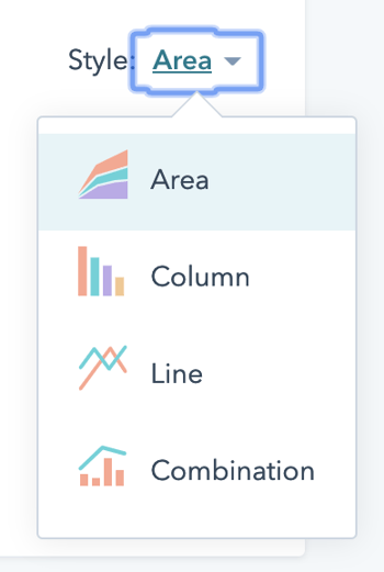 O HubSpot pode criar vários tipos de gráficos.