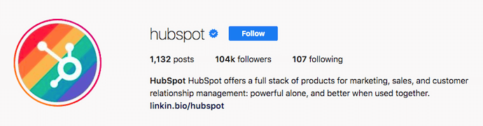 hubspot s instagram p!   rofile picture with rainbow background for pride month - follow instagr!   am image