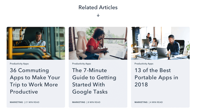 Related Articles internal linking strategy on HubSpot's pillar page