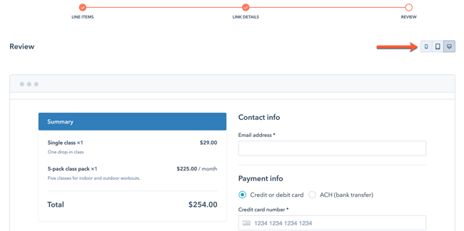 Creating a payment link on HubSpot Payments