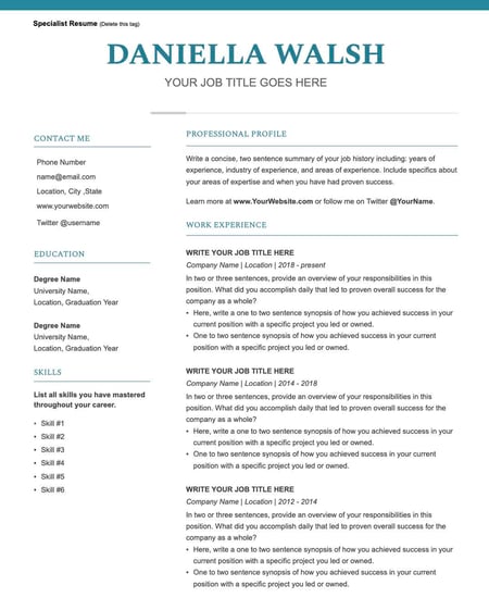 Resume Templates from HubSpot