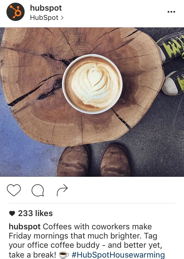 Instagram caption by HubSpot with call-to-action to tag a friend in the comments