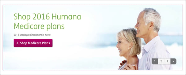 Humana از فروش سخت تری برای CTA خود در صفحه فرود خود استفاده می کند.
