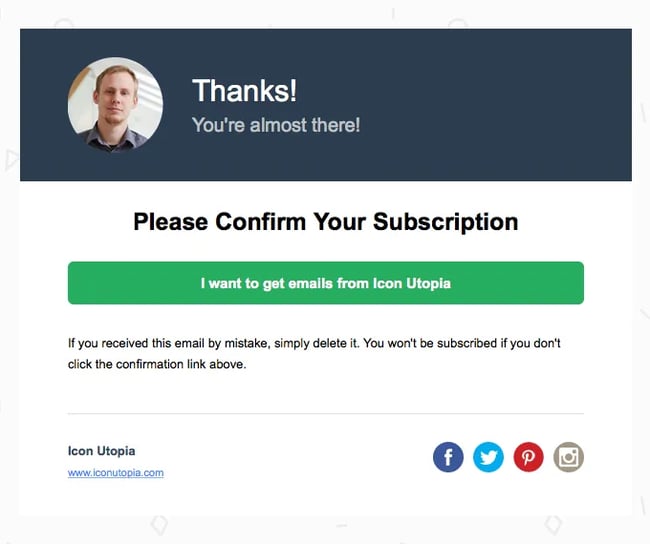 email opt-in wording example from Icon Utopia