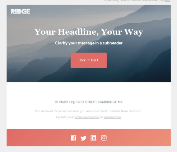 Ridge Marketing email by HubSpot