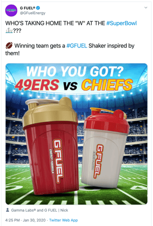 G-Fuel Super Bowl Tweet