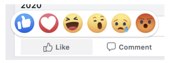 Facebook reactions in 2020