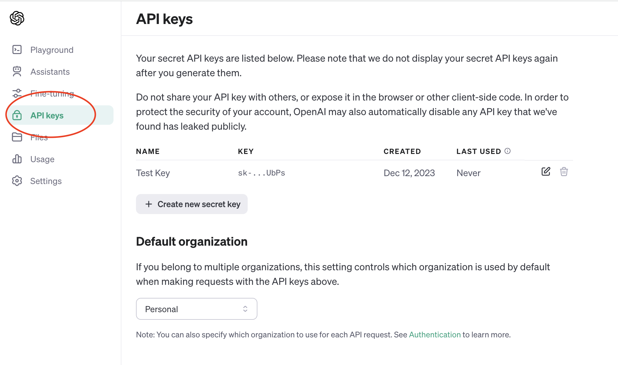 obtain open AI api key