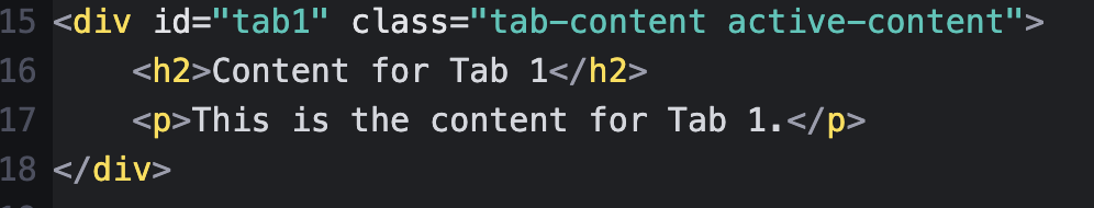 HTML tab code example