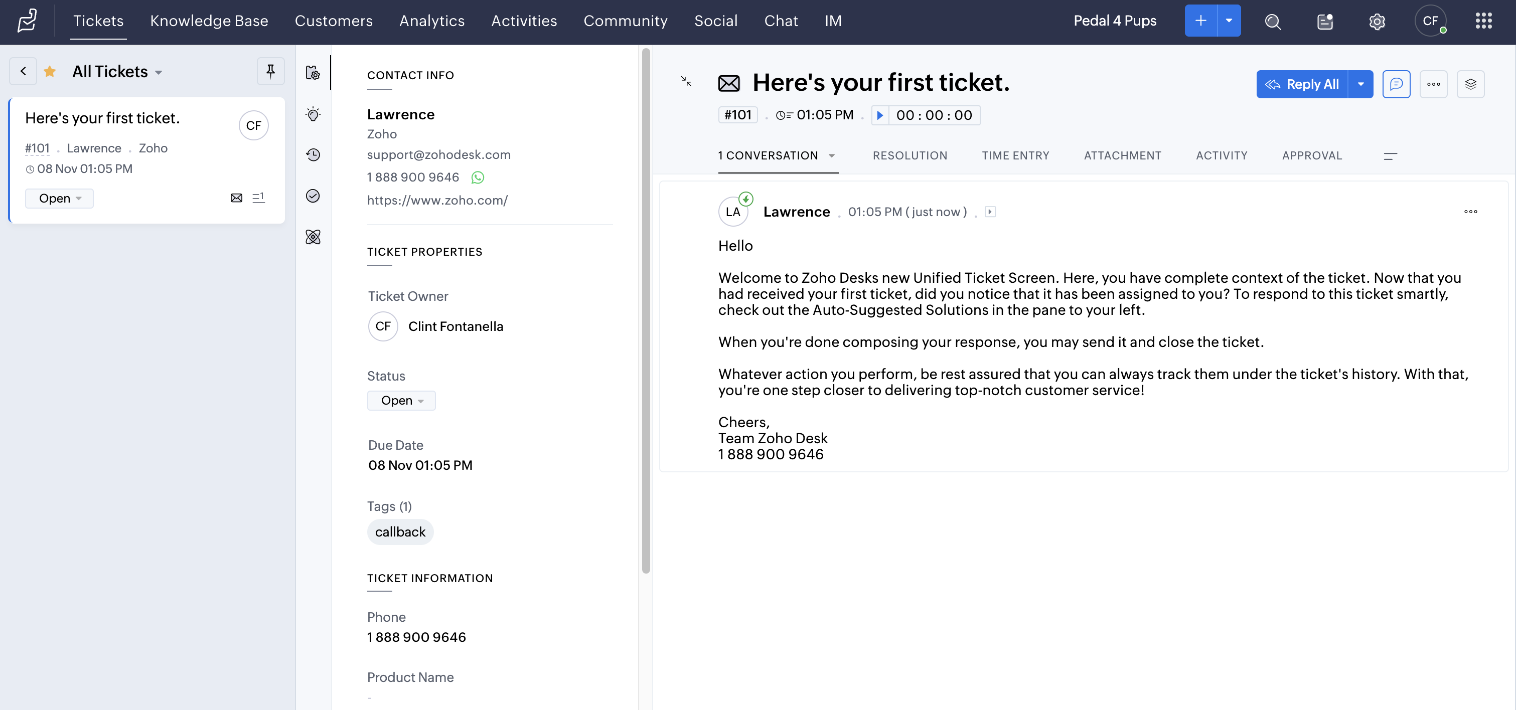 Zoho help desk and ticketing system preview