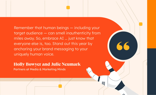 Graphic of quote by Bowyer and Neumark about the future of marketing and AI