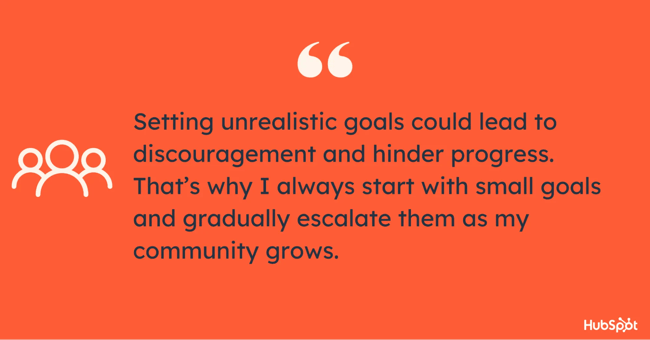 quote on setting goals as social community manager