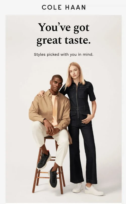 Cole Haan nails its email campaign with personalized recommendations to win higher click-through rates.