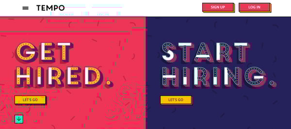 homepage design of Tempo website