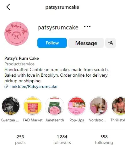 Patsy 的 Instagram 帳號使用 Linktree