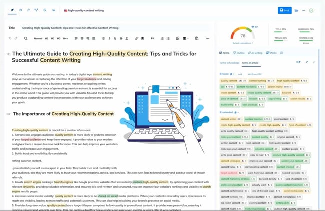 NeuronWriter combines a content editor and AI SEO tool.