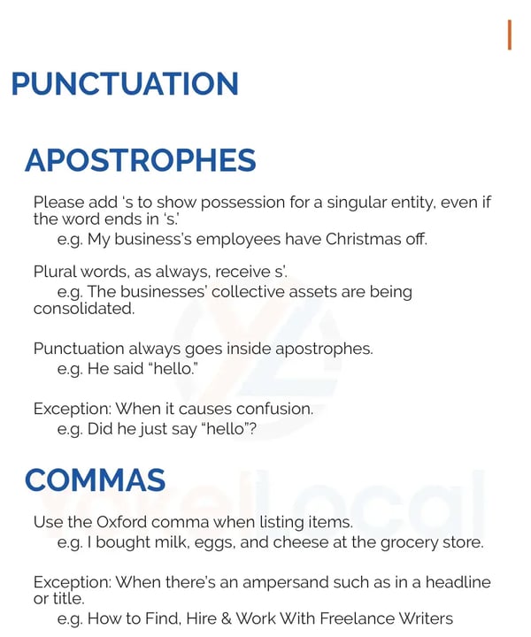 Yokel Local shares recommendations surrounding apostrophes and Oxford commas (also called serial commas)
