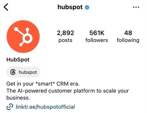 HubSpot 的 Instagram 帳號使用 Linktree。