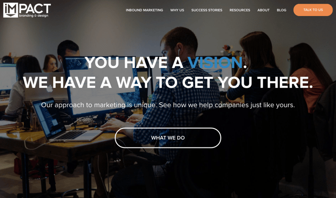 Impact Branding & Design 'What We Do' call to action button