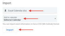 GoogleカレンダーでExcelカレンダーをインポート