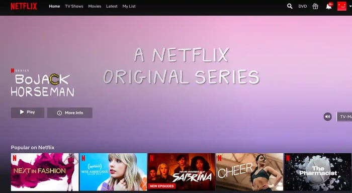 Netflix home page