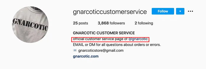 Gnarcotic-instagram-customer-service
