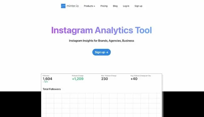 Instagram API example: Minter.io Instagram analytics tool