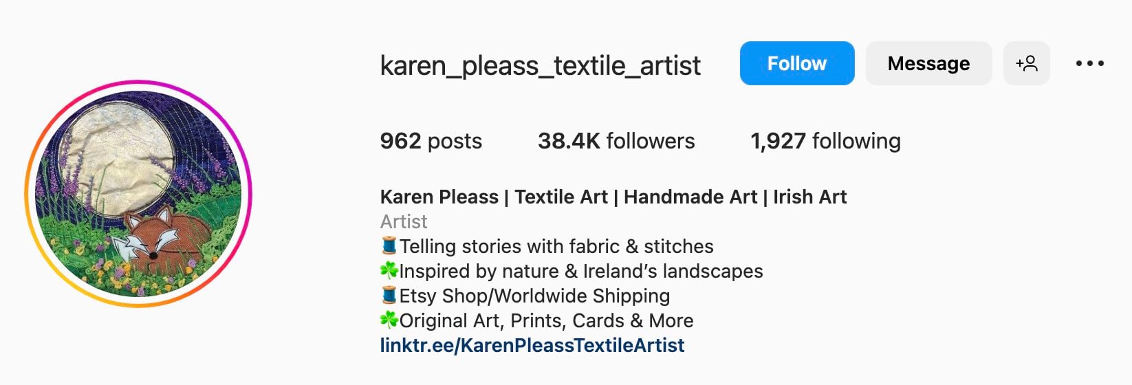 Creative Instagram bio ideas for Etsy shops, karen pleass