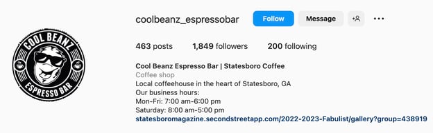 Instagram bio ideas for restaurants and coffee shops, cool beanz