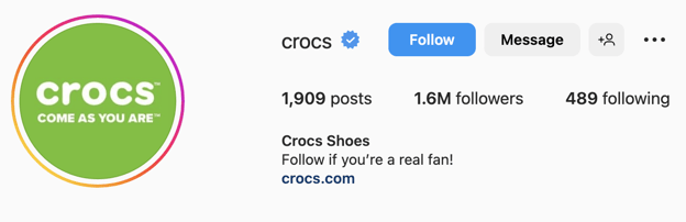 Simple Instagram bio ideas, crocs