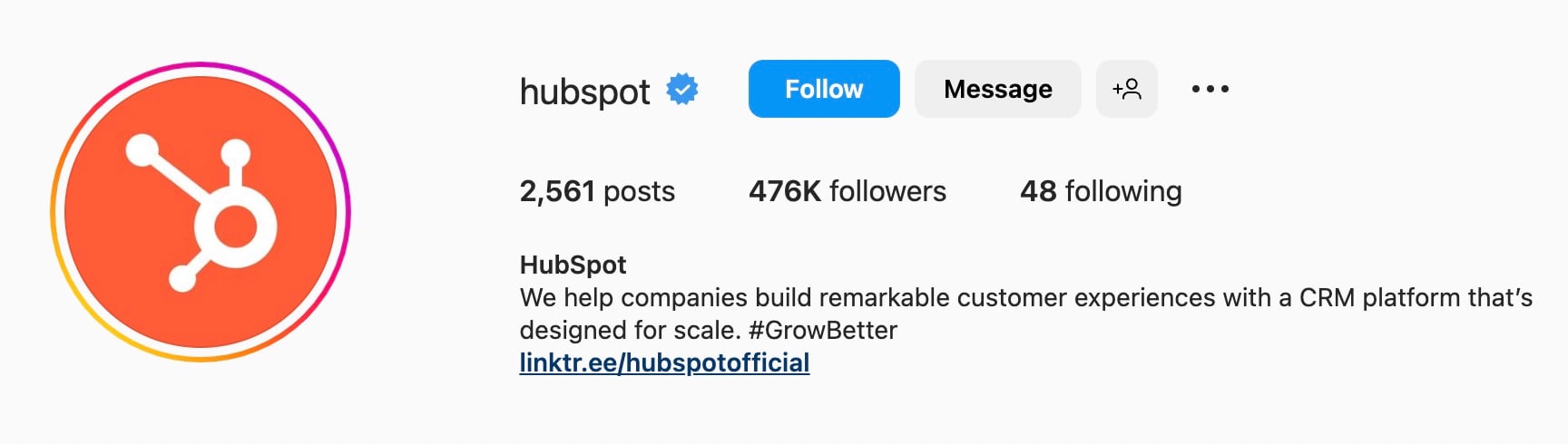 Instagram bio ideas for SaaS businesses, hubspot