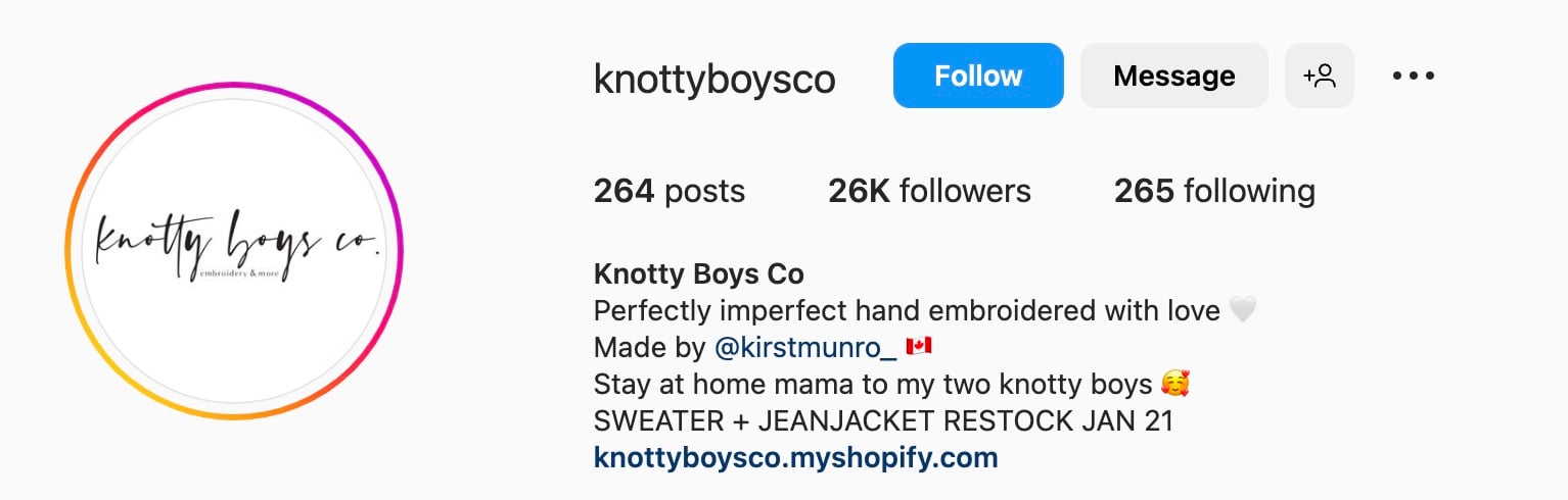 Creative Instagram bio ideas for Etsy shops, knotty boys co