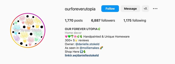 Creative Instagram bio ideas for Etsy shops, our forever utopia