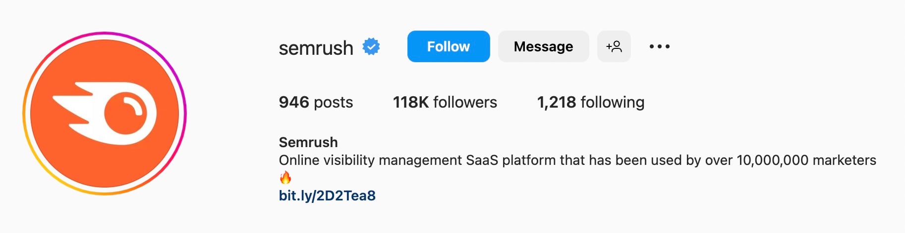 Instagram bio ideas for SaaS businesses, semrush