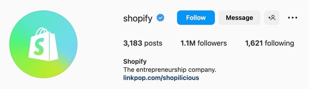 Simple Instagram bio ideas, shopify