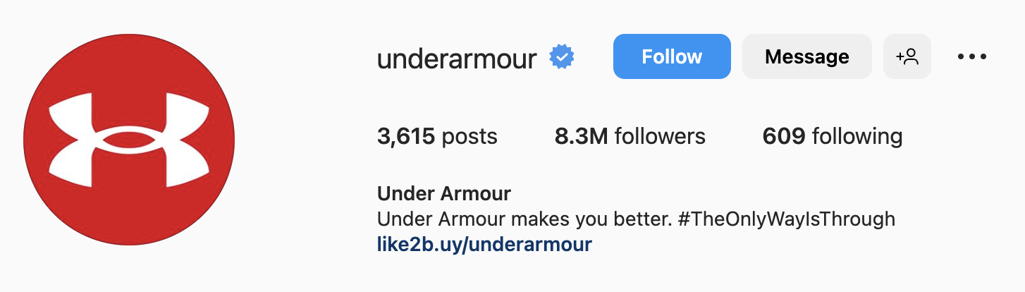Simple Instagram bio ideas for apparel, under armour