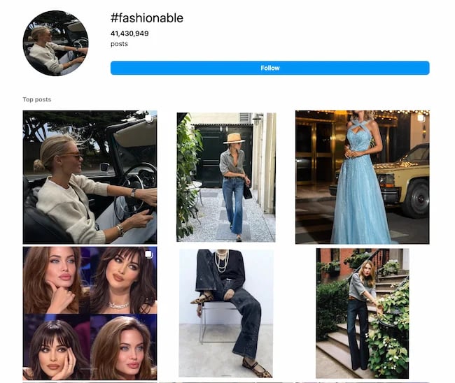 Instagram Hashtags example, fashion