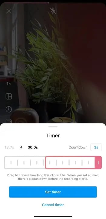 Use Instagram Reels countdown recording timer