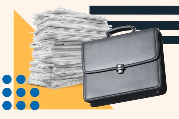 career in insurance sales materials including a briefcase and papers