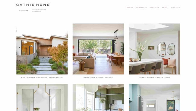 interior design websites: Cathie Hong Interiors shows pictures of different design projects 