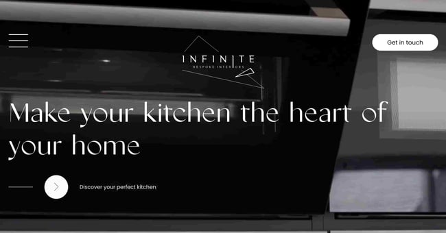 interior design websites: infinite bespoke interiors website homepage 