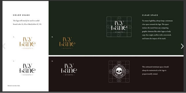 ivy lane events color usage and logo guidelines