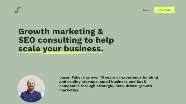 About me website for marketers, Jason Faber