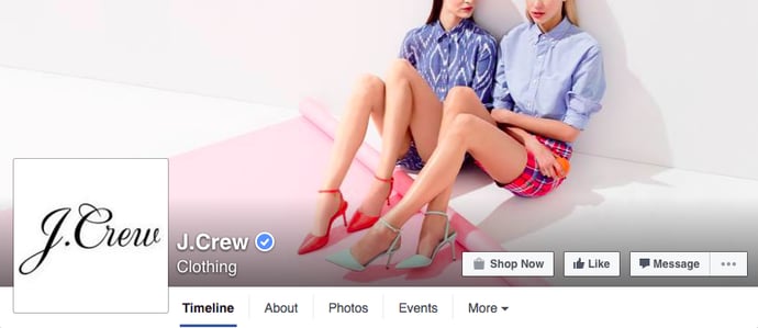 J Crew Facebook cover photo.