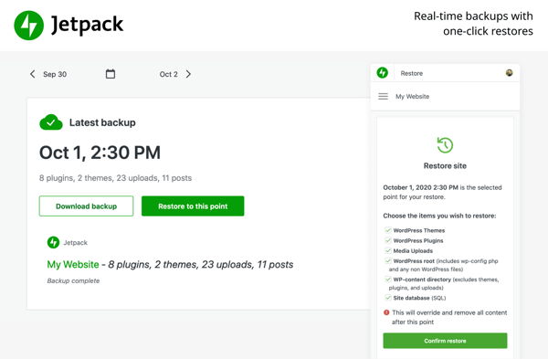 jetpack automated backup date page demo